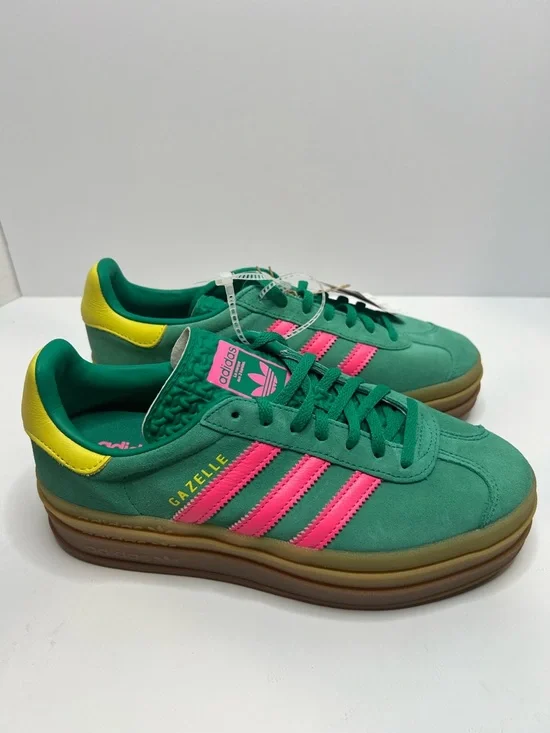 Adidas Gazelle Bold W Green Pink Yellow Suede Leather Sneaker Women’s US 7 - Picture 4 of 8